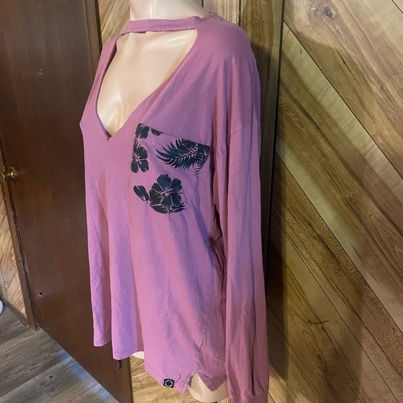 VS PINK Women’s Medium Dark Pink V-Neck Long Sleeve Shirt - Picture 7 of 10